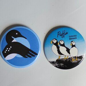 VINTAGE WATER BIRD PIN BUTTON LOT LOON PUFFIN Grand Manan New Brunswick